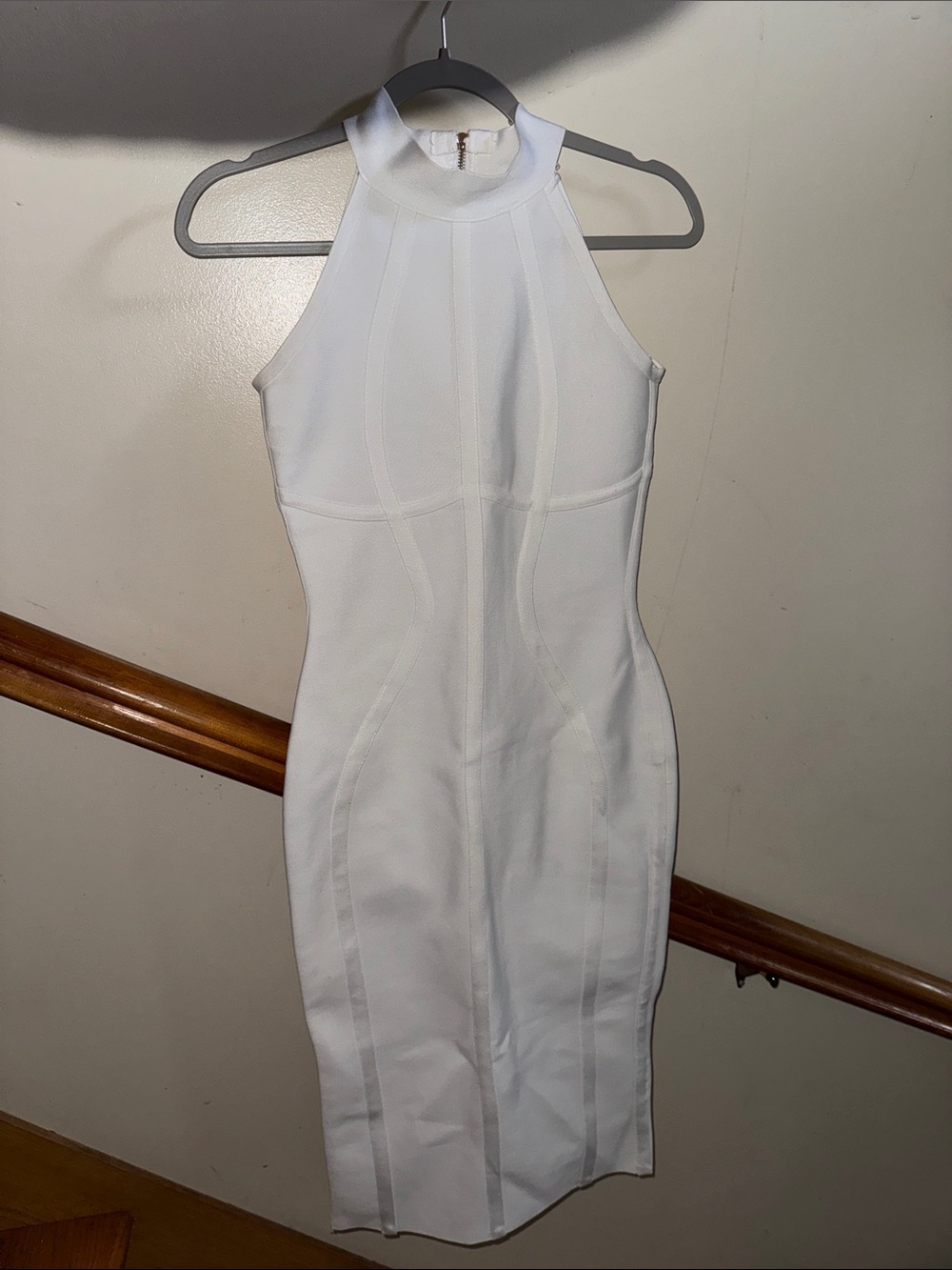 White Halter Bodycon Midi Dress